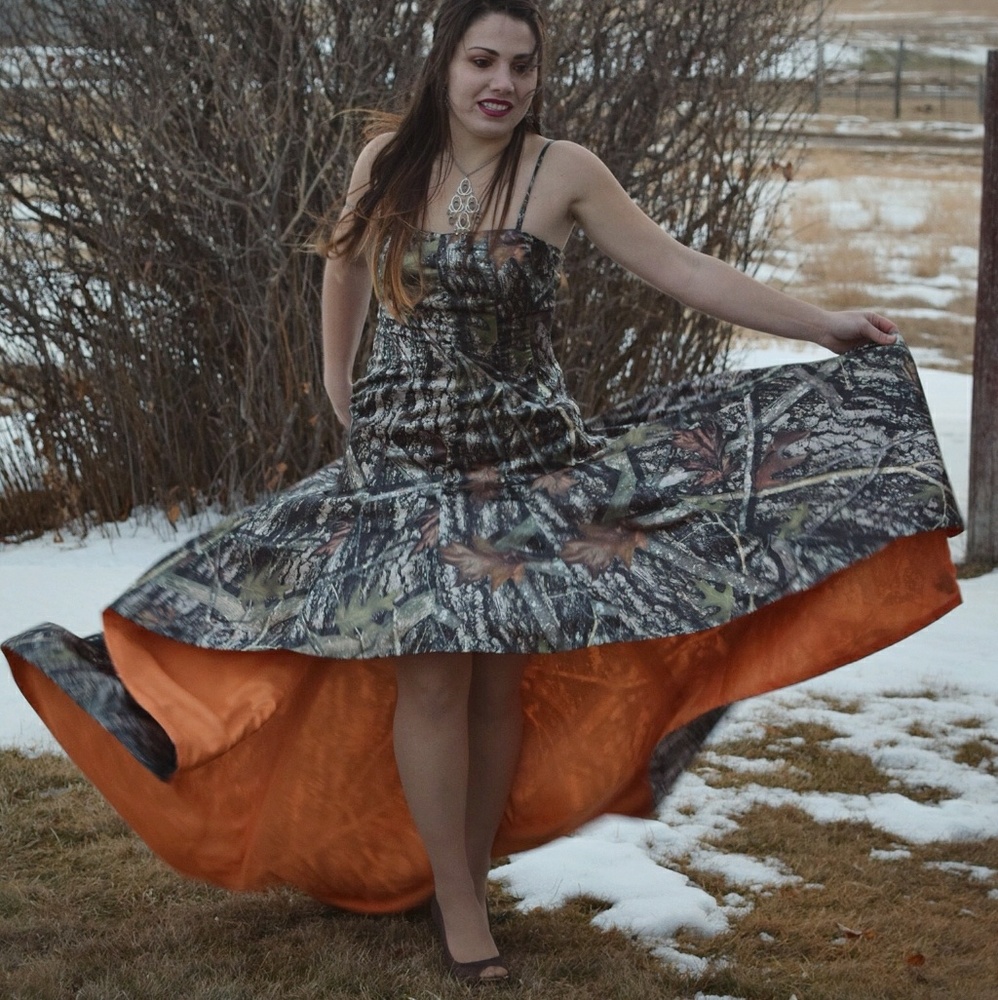 High-Low Camo Prom Dress